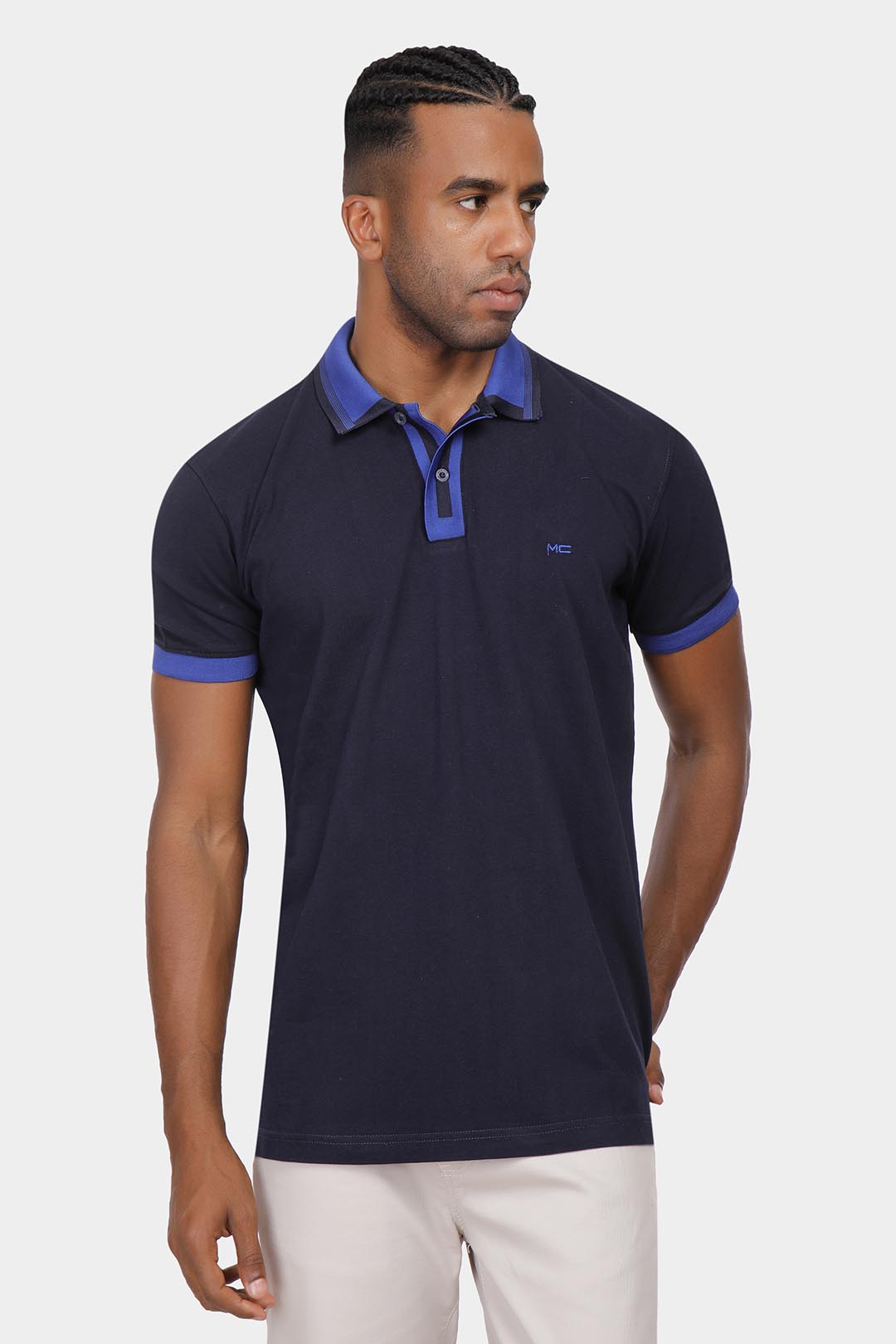 navy polo shirt