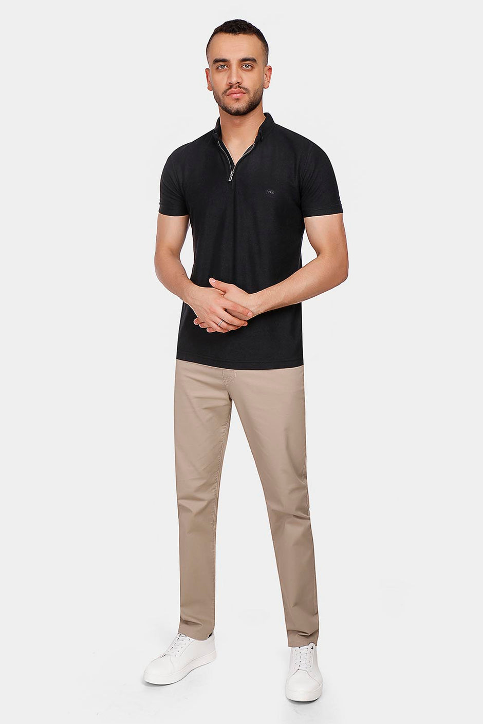 Black Zipper Polo Shirt 