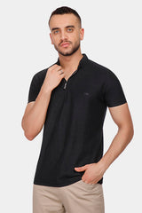 Black Zipper Polo Shirt 