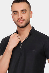 Black Zipper Polo Shirt 