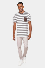 off-white striped crew neck t-shirt