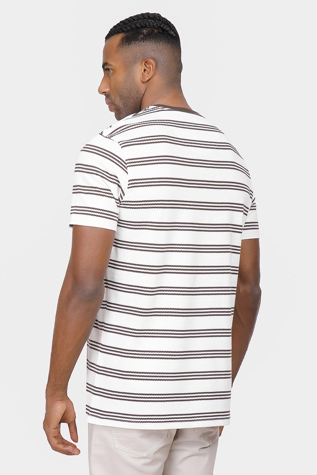 off-white striped crew neck t-shirt