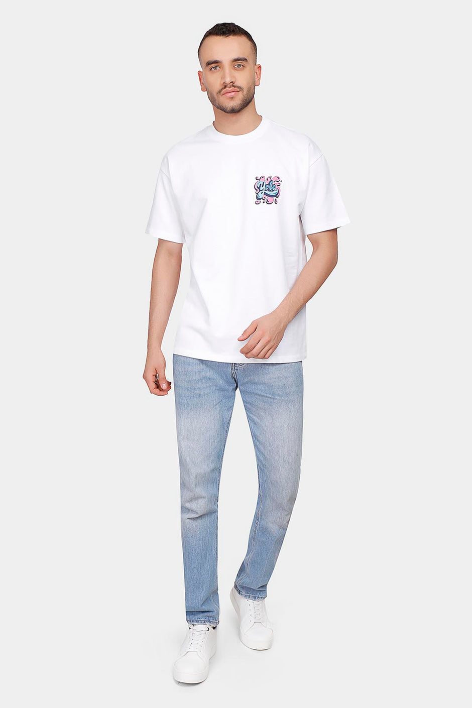 off-white printed crew neck over size t-shirt