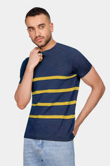 Navy Crew Neck Knitted T-Shirt