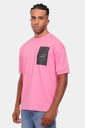 pink printed crew neck over size t-shirt