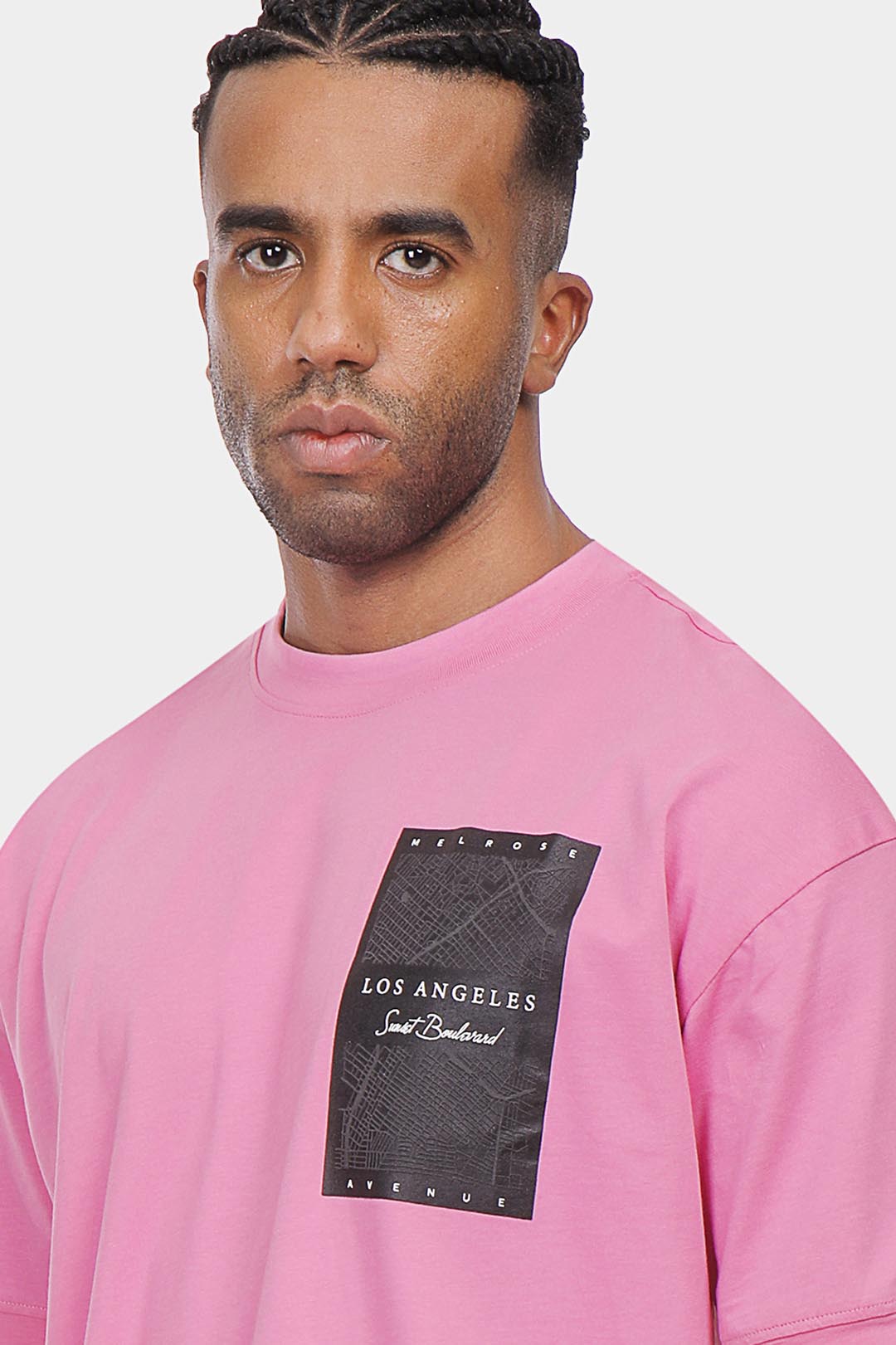 pink printed crew neck over size t-shirt