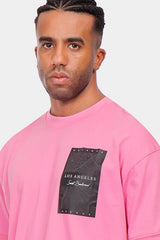 pink printed crew neck over size t-shirt