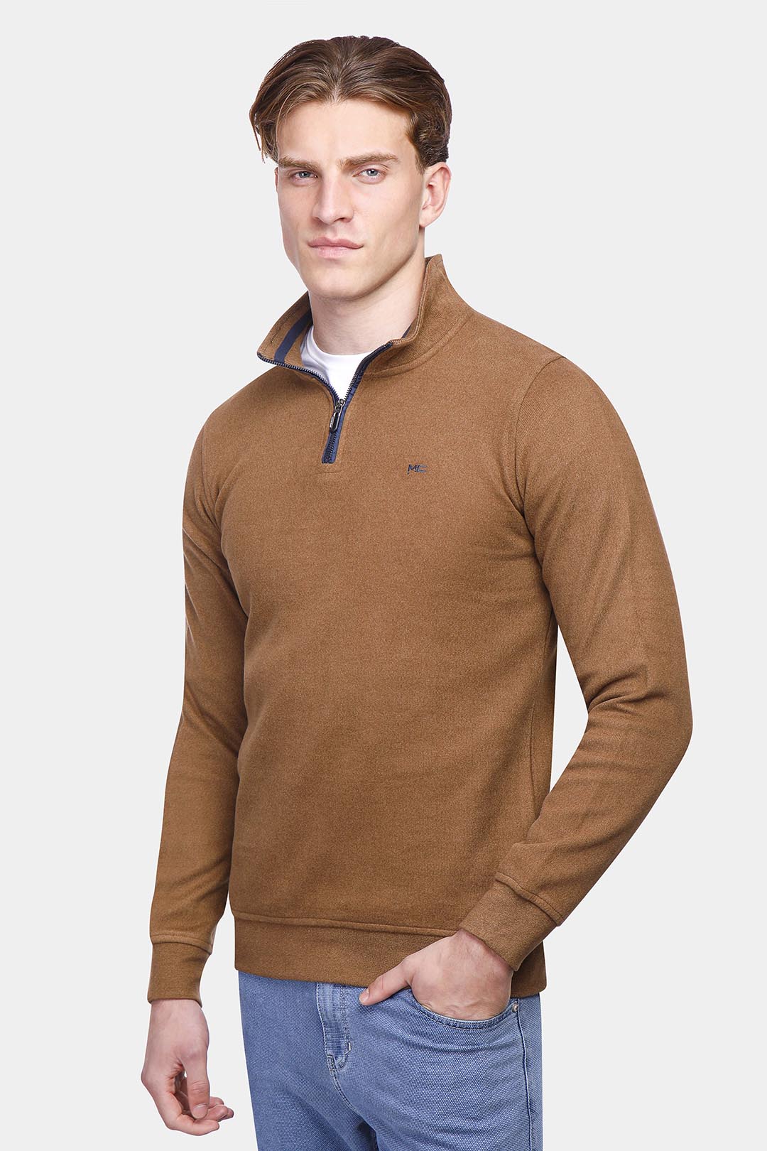 Camel Zipper Sweatshirt