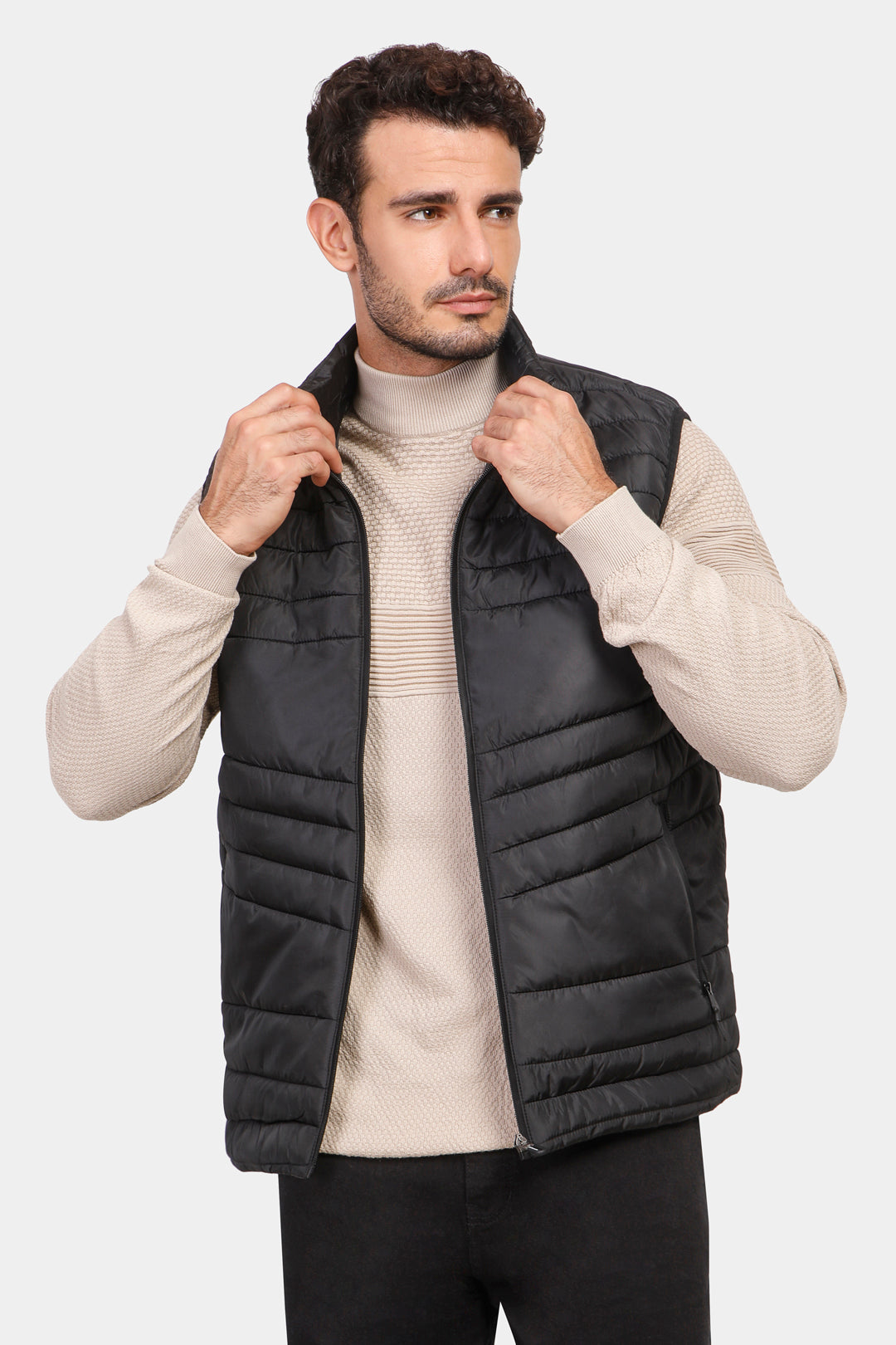 Black Slim Fit Casual Vest