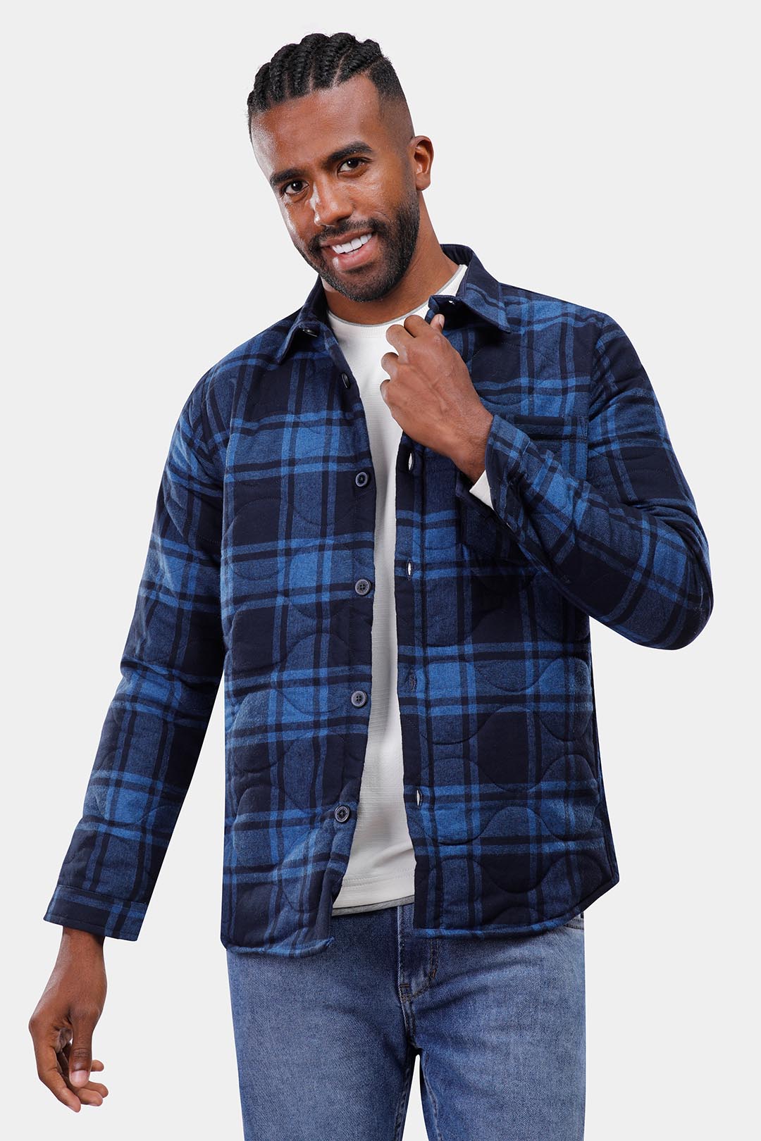 Navy Checked Overshirt