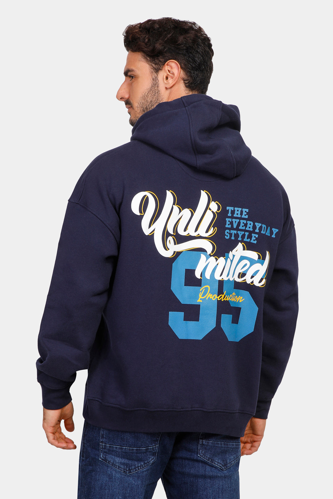 Navy Printed Hoodie Sweatshirt