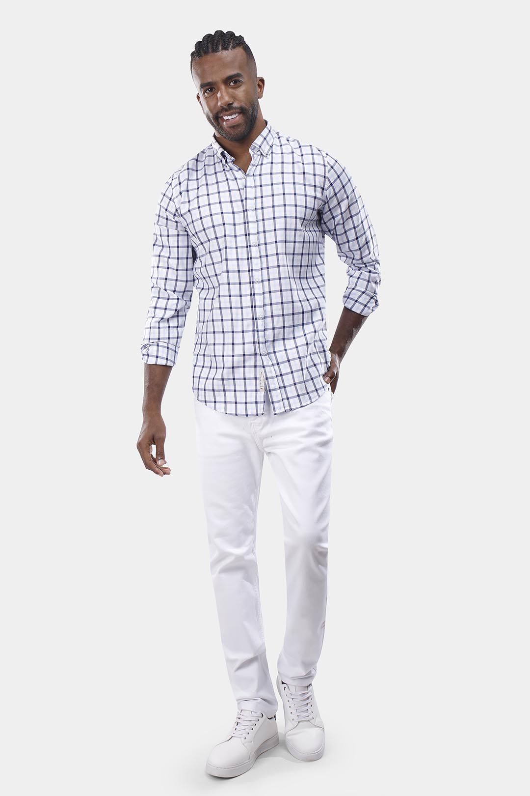 Sky Blue Checked Slim Fit Shirt