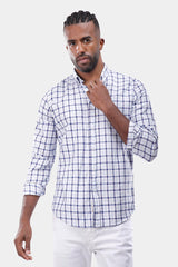 Sky Blue Checked Slim Fit Shirt