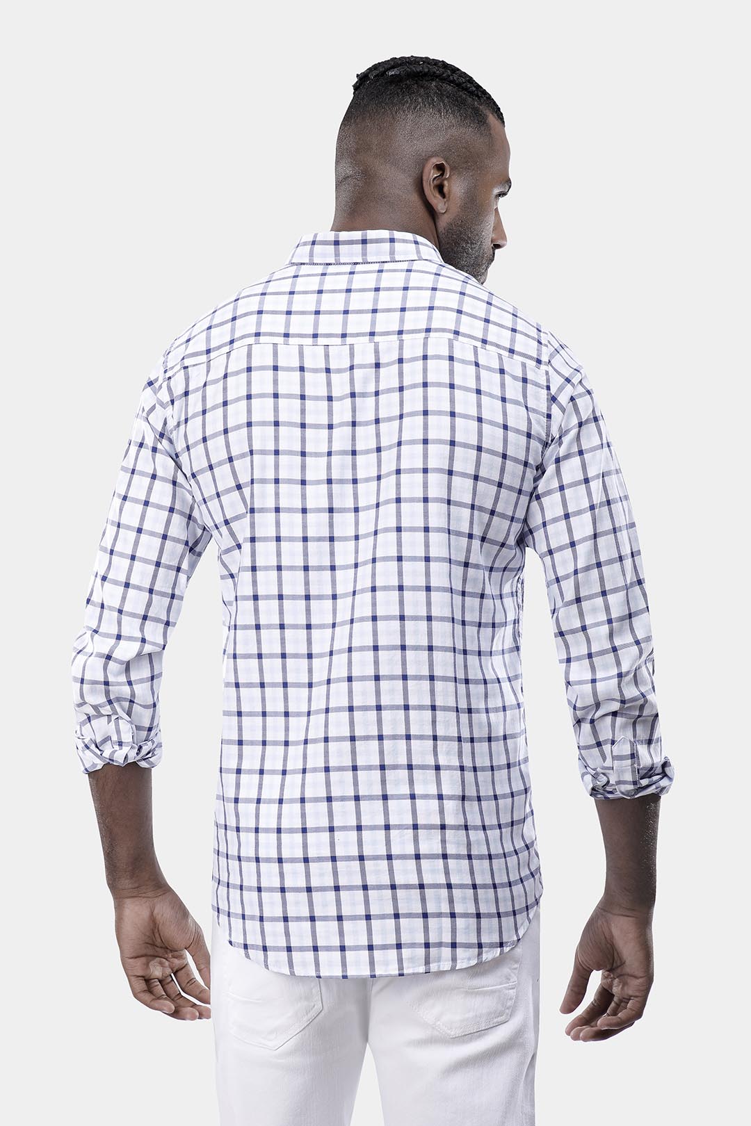 Sky Blue Checked Slim Fit Shirt