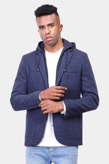 Navy Slim Fit Hoodie Blazer