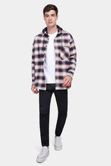 Navy Hoodie Flannel Shirt