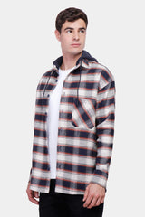 Navy Hoodie Flannel Shirt