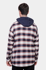 Navy Hoodie Flannel Shirt