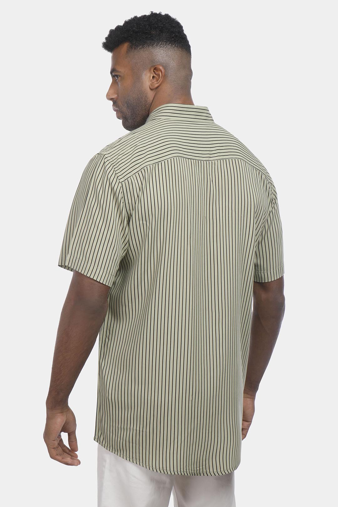 Olive Striped Slim Fit Shirt