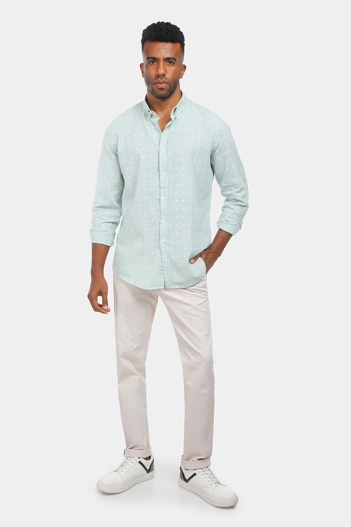 Mint Patterned Slim Fit Shirt