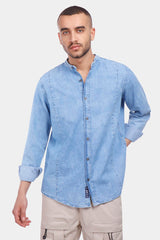 light blue slim fit jean shirt