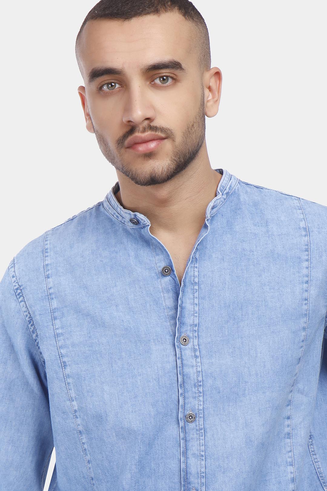 light blue slim fit jean shirt