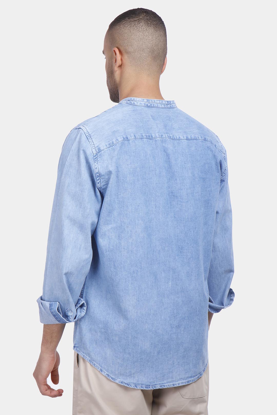 light blue slim fit jean shirt