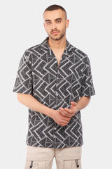 black short sleeve slim fit shirt