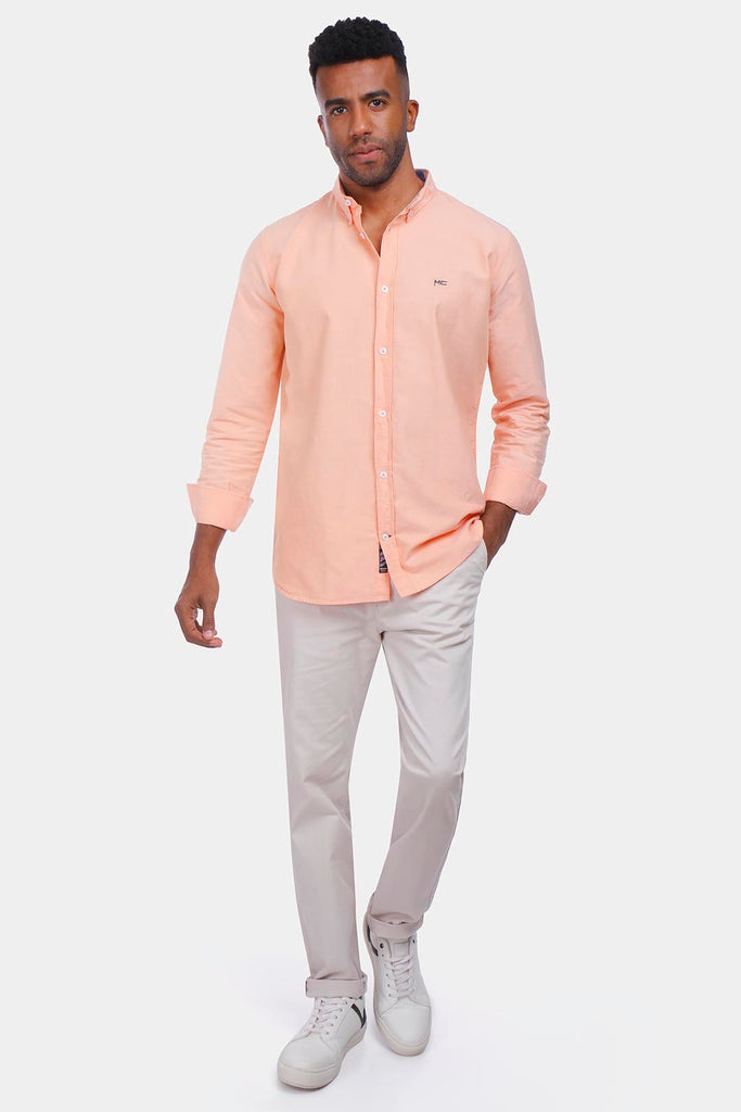 orange soft oxford slim fit shirt