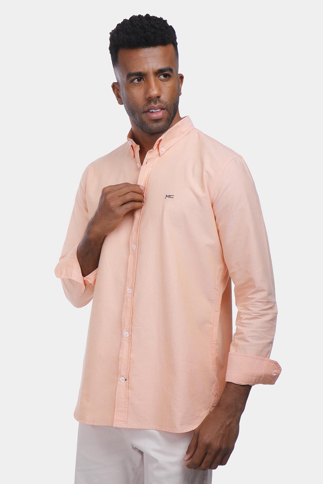 orange soft oxford slim fit shirt