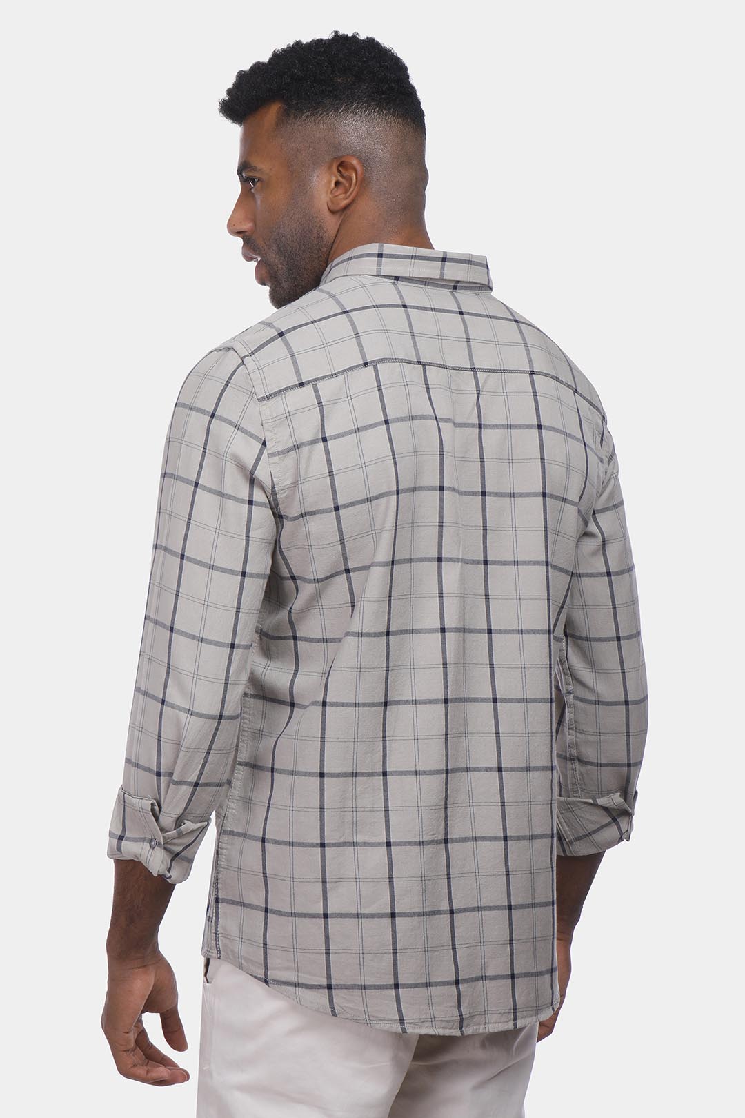 Khaki Checked Slim Fit Shirt