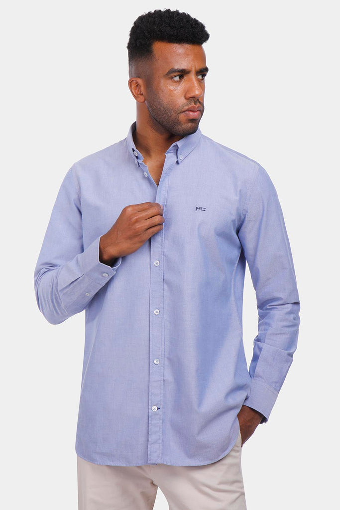 sky blue soft oxford slim fit shirt