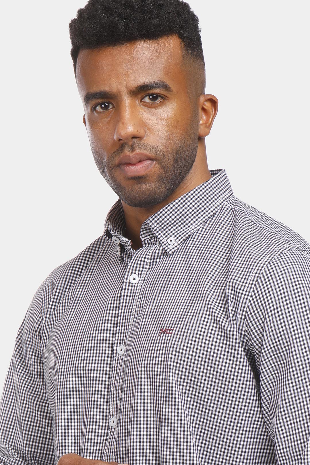 black checked slim fit shirt