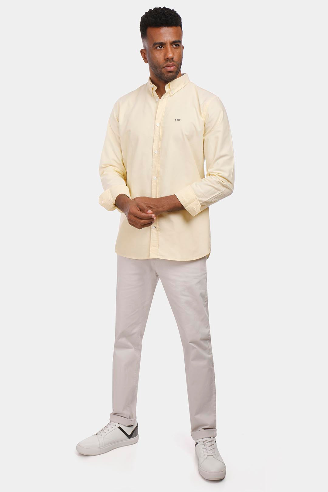 yellow soft oxford slim fit shirt