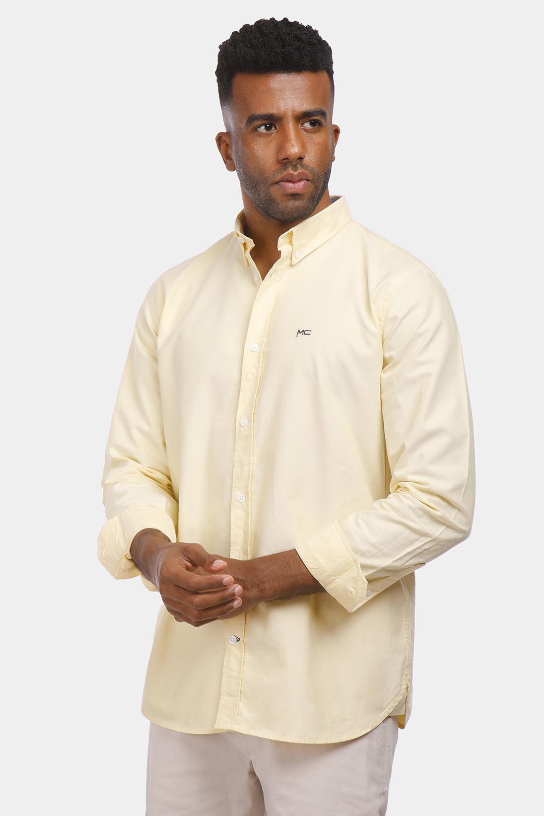 yellow soft oxford slim fit shirt