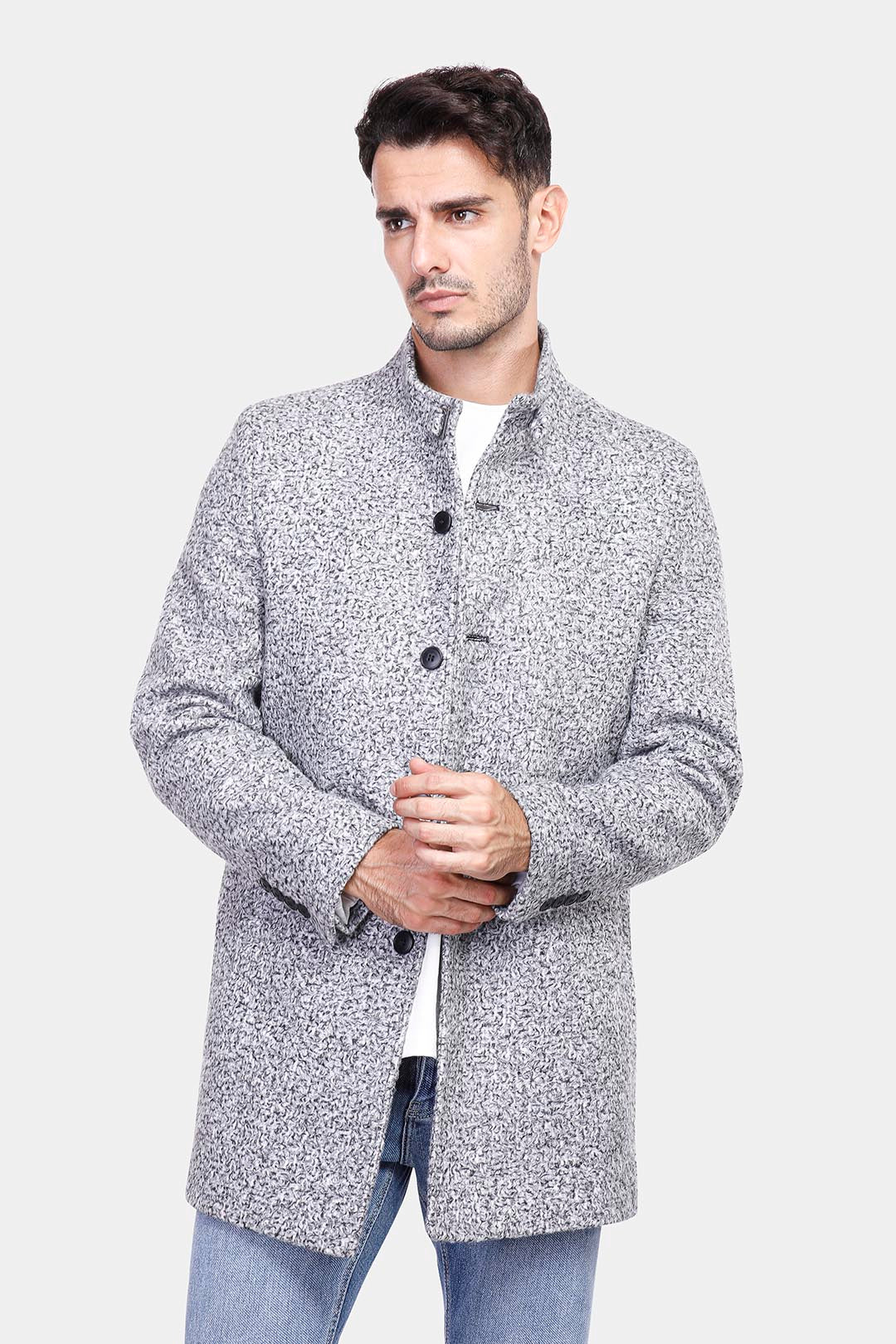 Grey Slim Fit Coat