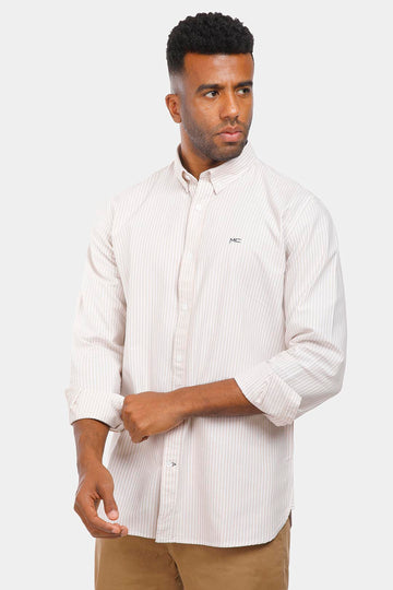 beige striped slim fit shirt