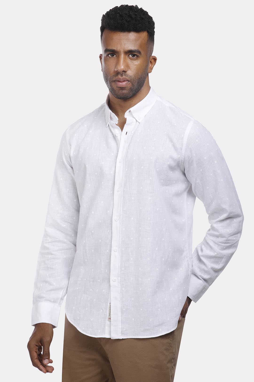 White Patterned Slim Fit Shirt