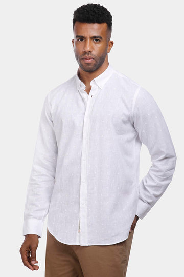 White Patterned Slim Fit Shirt