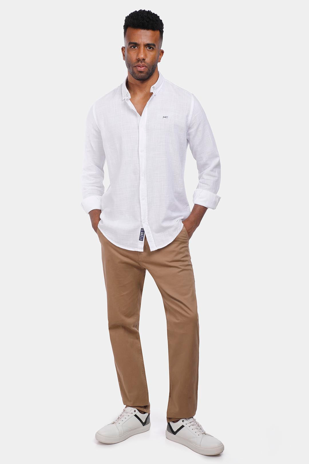 White linen Slim Fit Shirt