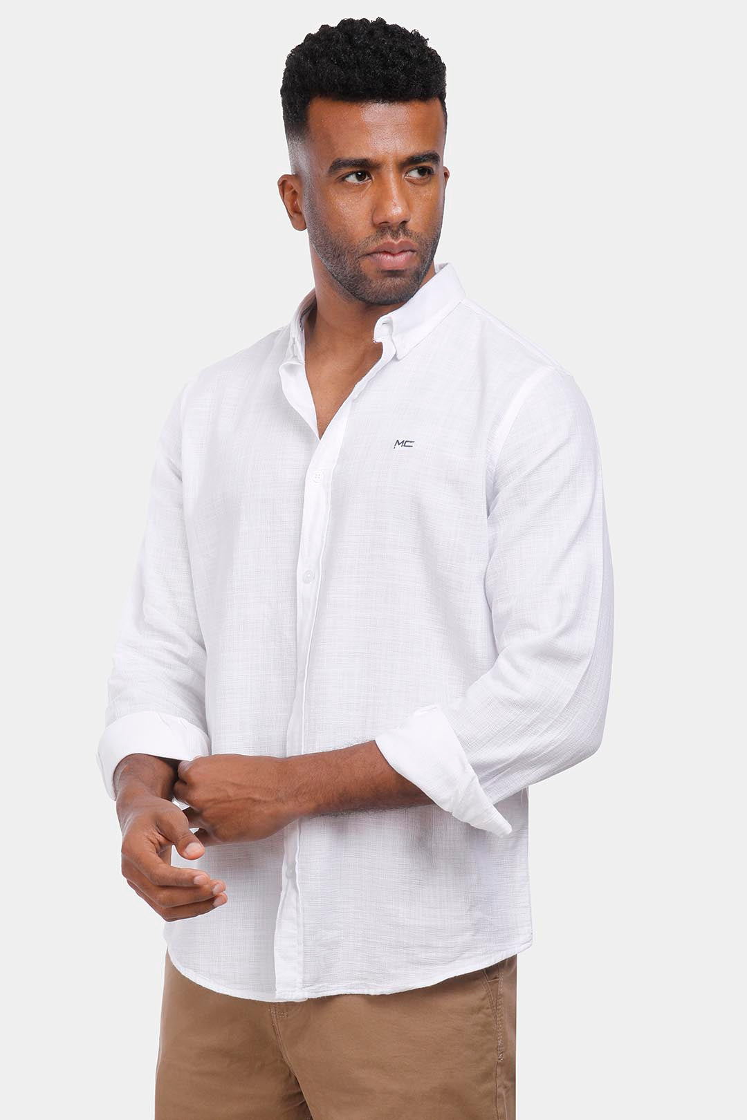 White linen Slim Fit Shirt