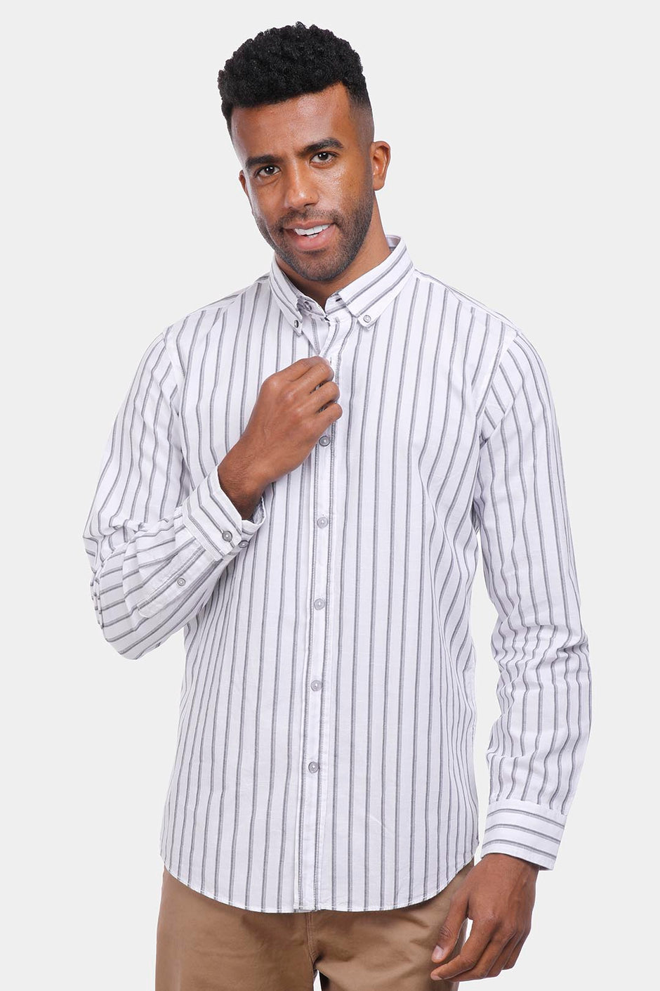 white striped slim shirt