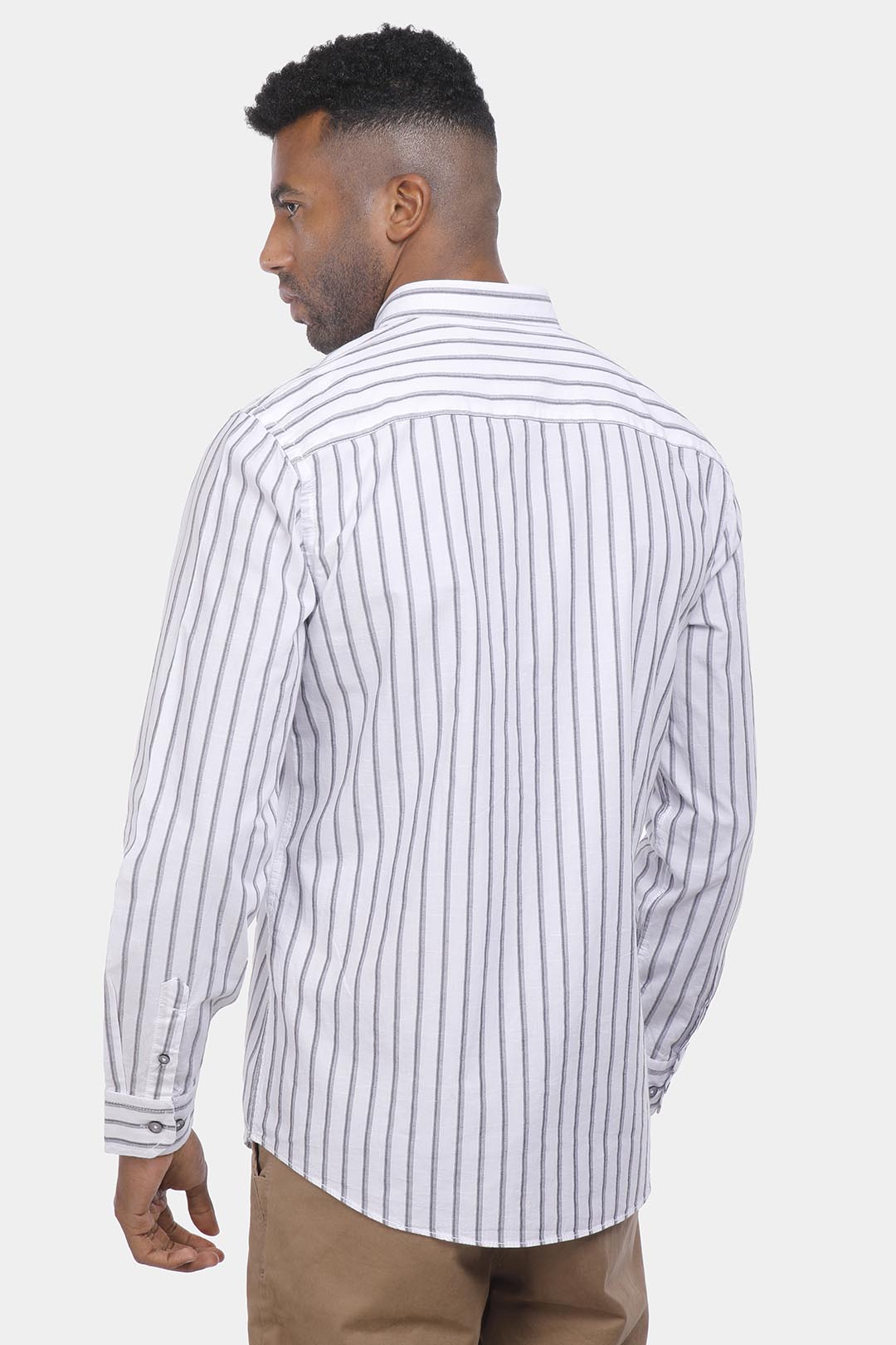 white striped slim shirt