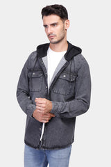 Grey Jean Hoodie Overshirt