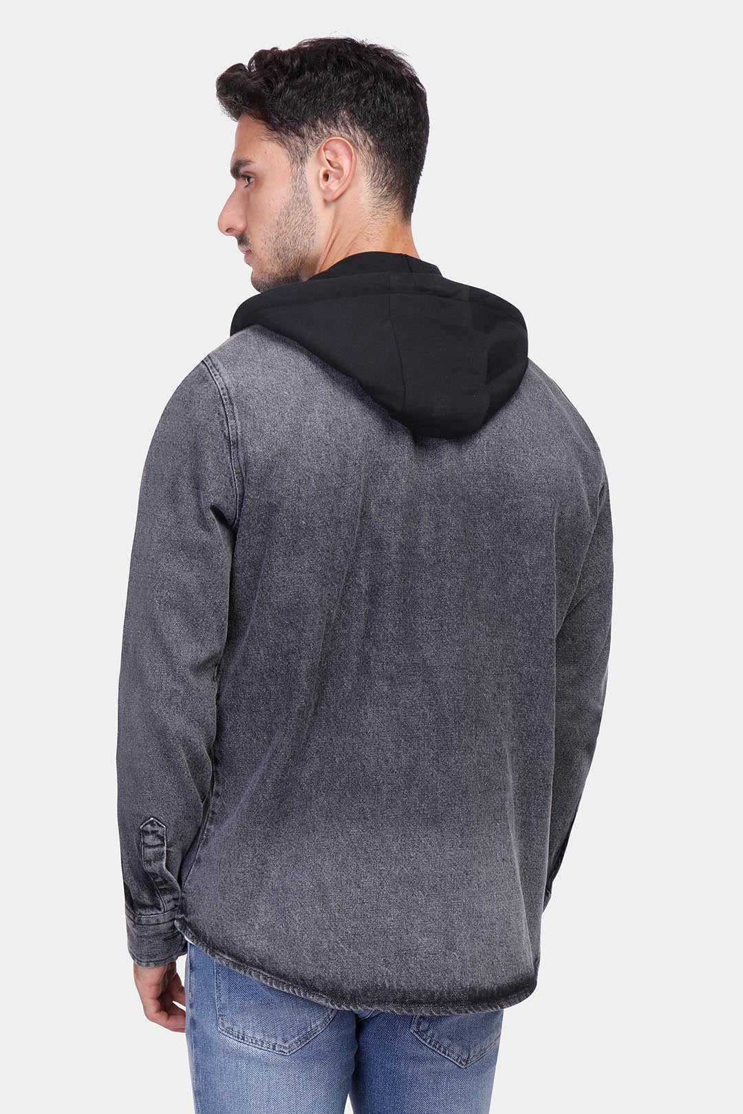 Grey Jean Hoodie Overshirt