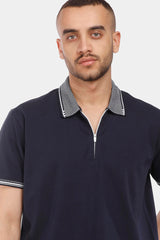 navy zipper polo shirt