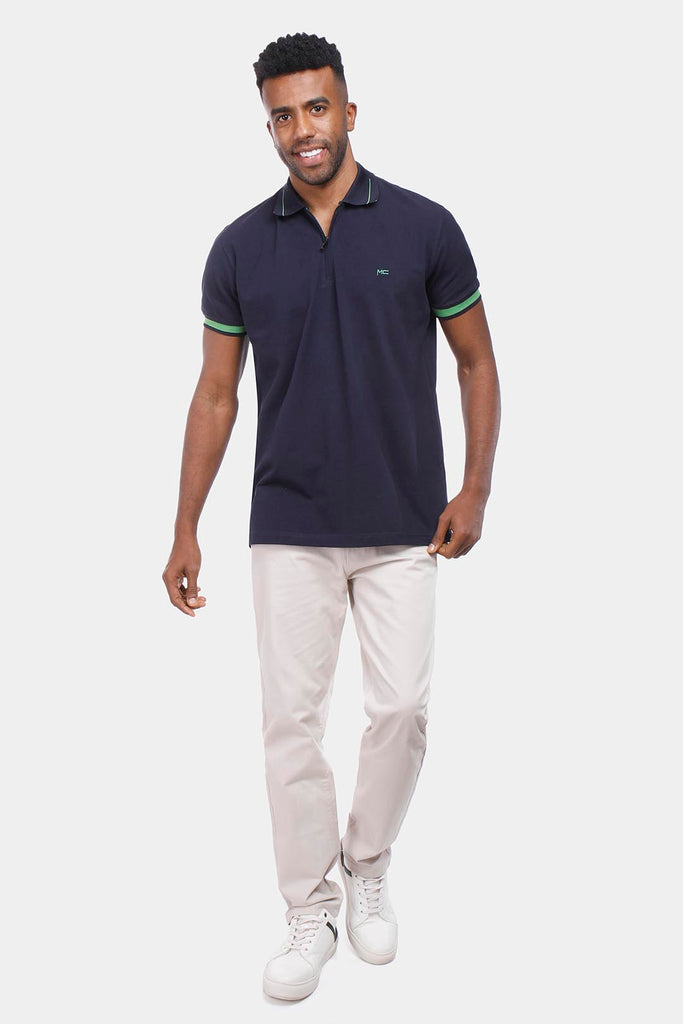 navy zipper polo shirt