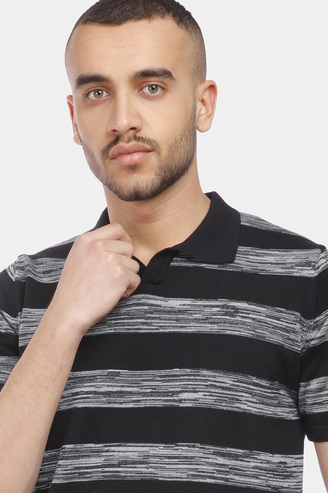 Black Knitted Polo Shirt