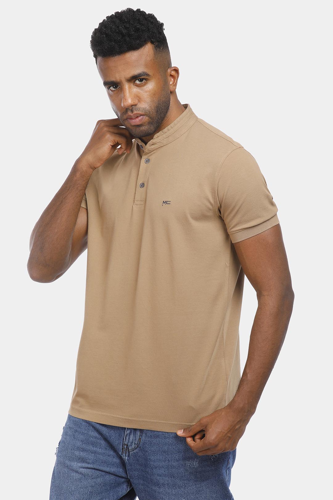 polo coffee mandarin collar shirt