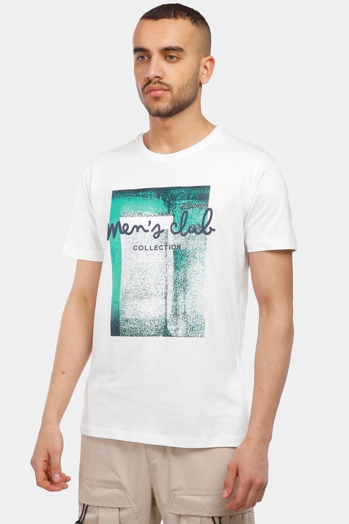 white-t-shirt-men-printed-green